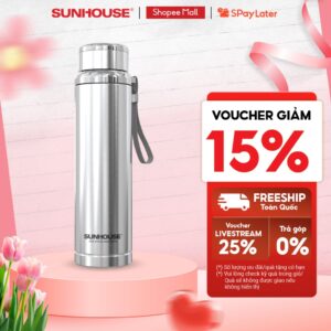 Bình giữ nhiệt Flexi 720 ml Sunhouse KS-TU720 – Inox 304 – Giữ nóng & lạnh tới 6h – Quai xách mềm tiện lợi