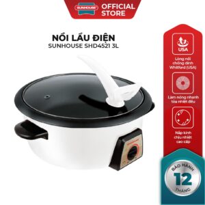 Lẩu điện Sunhouse SHD4521 – Công suất 1500W – Nồi dung tích 3L – Các bộ phận có thể tháo rời – Điều chỉnh núm xoay