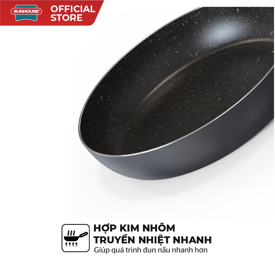Chảo chống dính KHÔNG TỪ Sunhouse CT Plus - Đường kính: 18-20-22-24-26-28-30cm - KHÔNG DÙNG ĐƯỢC TRÊN BẾP TỪ - Ảnh 4