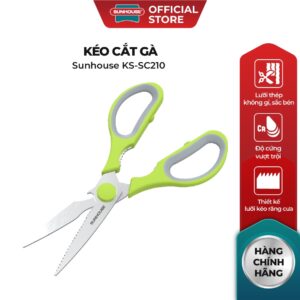 Kéo cắt gà 210 thép không gỉ Sunhouse KS-SC210 – Thiết kế răng cưa tiện lợi – Tay cầm chắn chắn, chống trơn trượt