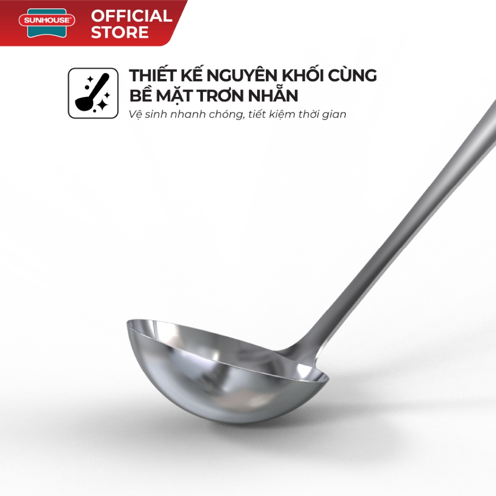 Muôi vá múc canh 290 inox Sunhouse KS-LA290I - Inox chống gỉ dày dặn - Tay cầm chắc chắn - Dễ vệ sinh - Ảnh 5