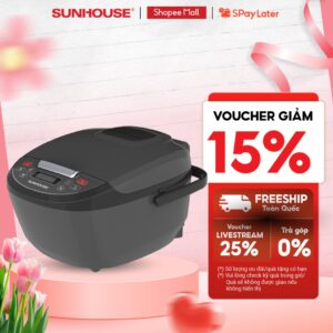 Nồi cơm điện tử 1.8L Sunhouse SHD8909B – 6 chế dộ, giữ ấm  12 tiếng – Mâm nhiệt lớn, cơm dẻo, chín đều
