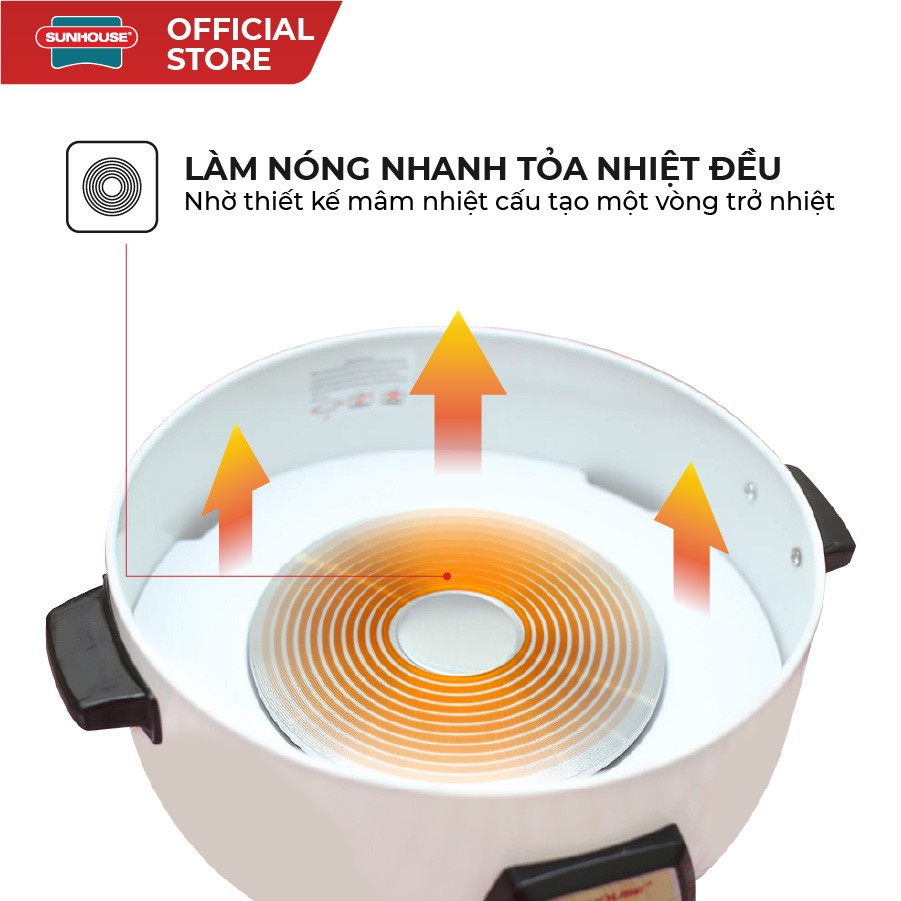 Lẩu điện Sunhouse SHD4521 - Công suất 1500W - Nồi dung tích 3L - Các bộ phận có thể tháo rời - Điều chỉnh núm xoay - Ảnh 4