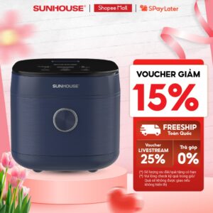 Nồi cơm điện tử 1.8L Sunhouse SHD8916 – Công nghệ Fuzzy Logic – 8 chức năng – Hẹn giờ nấu 24h – Lòng nồi dày 2mm