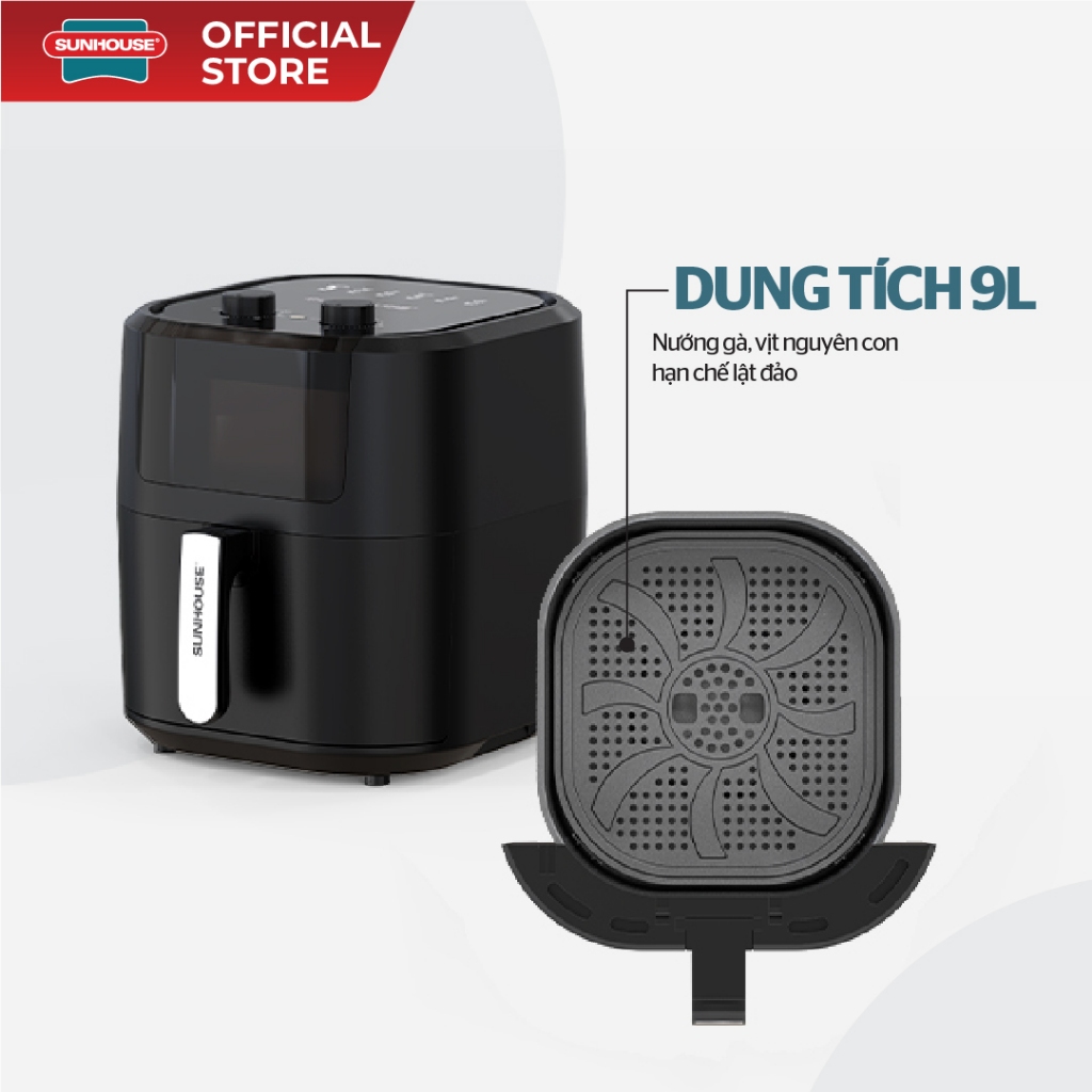Nồi chiên không dầu 9L Sunhouse SHD4037 - Công nghệ Rapid Air 360 độ - Chống dính Whitford siêu bền - Ảnh 4