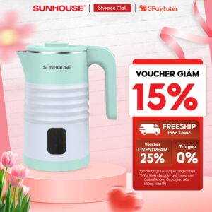 [Mẫu mới] Ấm siêu tốc 1.8L Sunhouse SHD1357 – Bộ điều khiển cao cấp – Thân ấm 2 lớp chống bỏng – 1500W