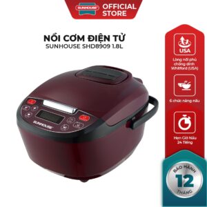 Nồi cơm điện tử 1.8L Sunhouse SHD8909 – Công suất 700W – 6 chế độ nấu tự động – Giữ ấm 12 giờ – Dành cho 4-6 người