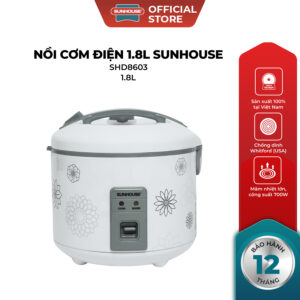 Nồi cơm điện 1,8L Sunhouse SHD8603 – 700W, sản xuất tại Việt Nam –  Có khay hứng nước thừa – Lòng nồi chống dính