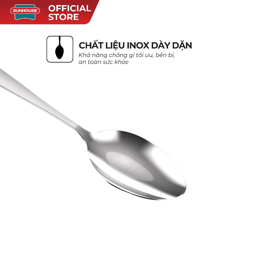 Thìa muỗng ăn lớn 210 inox Sunhouse KS-PO210I - Inox chống gỉ dày dặn - Tay cầm chắc chắn - Dễ làm sạch - Ảnh 2