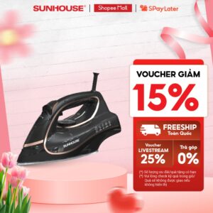 Bàn là hơi nước Sunhouse SHD2070 – 450ml, 2000W – Mặt chống dính trượt êm – Hơi phun mạnh, ủi phẳng tức thì