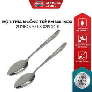 Bộ 2 Thìa muỗng trẻ em 140 inox Sunhouse KS-S2PO140I – Inox chống gỉ dày dặn – Tay cầm chắc chắn – Dễ làm sạch
