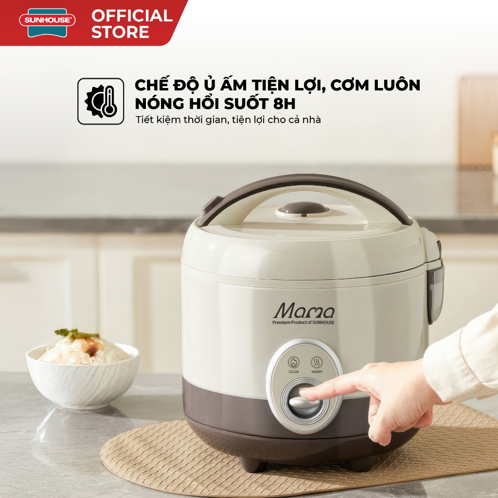 Nồi cơm điện 1.8L Sunhouse Mama SHD8667 - Dung tích 1.8L phù hợp 4-6 người - Chống dính Ceramic - Đa chức năng - Ảnh 6