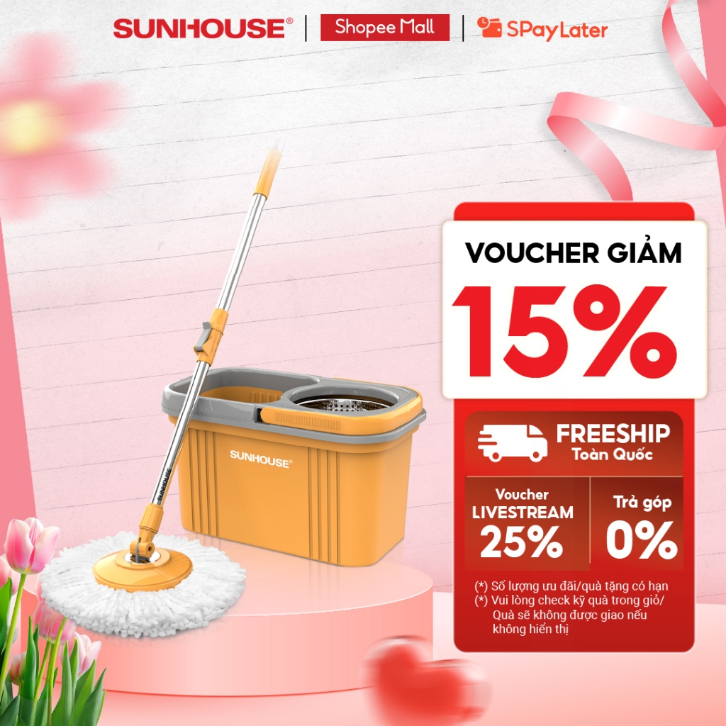 Bộ lau nhà xoay 360 độ SUNHOUSE KS-CL350PO