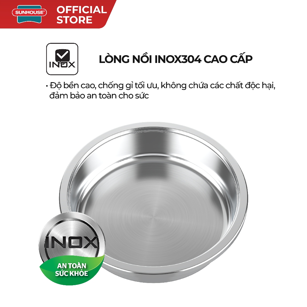Lẩu điện 4L Sunhouse SHD4543 - 1300W, 2 mức nhiệt - Inox 304 cao cấp - Tự ngắt khi quá tải - Ảnh 3