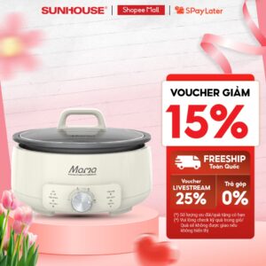 Lẩu điện 4L Sunhouse Mama SHD4548 – 1500W, 5 chức năng – Chống dính Flead 2 lớp – Tự ngắt khi quá nhiệt