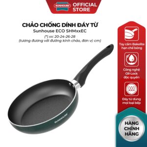 [Độc quyền Online] Chảo chống dính đáy từ Sunhouse ECO SHM20-24-26-28EC – Công nghệ Oil Lock chống cháy cục bộ