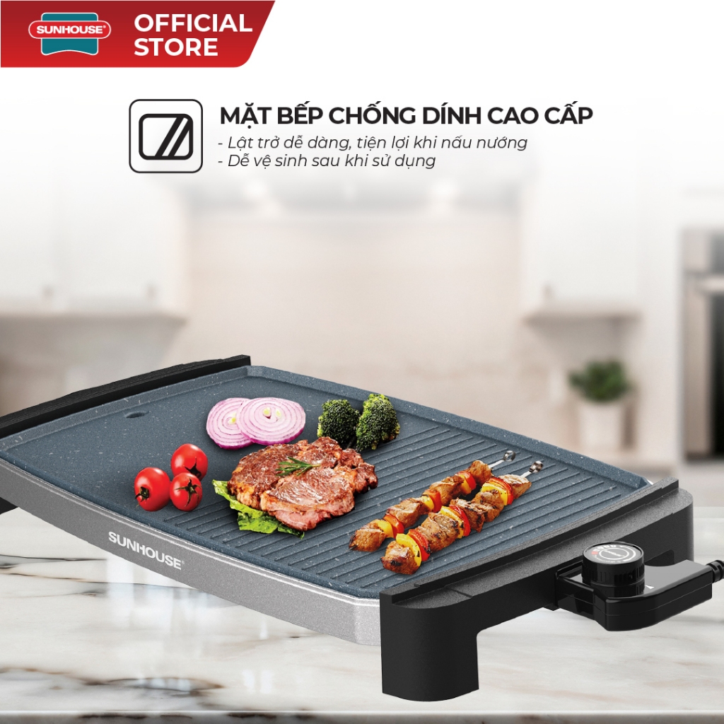 Bếp nướng điện Sunhouse SHD4612 - Chống dính cao cấp - Diện tích mặt bếp lớn - Tự ngắt khi quá nhiệt - Ảnh 4