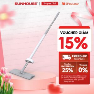 Cây lau nhà tự vắt đa năng SUNHOUSE KS-MO3211PW – Xoay 360º lau mọi ngóc ngách, bông lau sợi tổng hợp thấm hút tốt