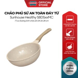 Chảo phủ sứ an toàn đáy từ Sunhouse Healthy SBDS20-24-26-28MC – Chống dính Ceramic – Dùng mọi loại bếp