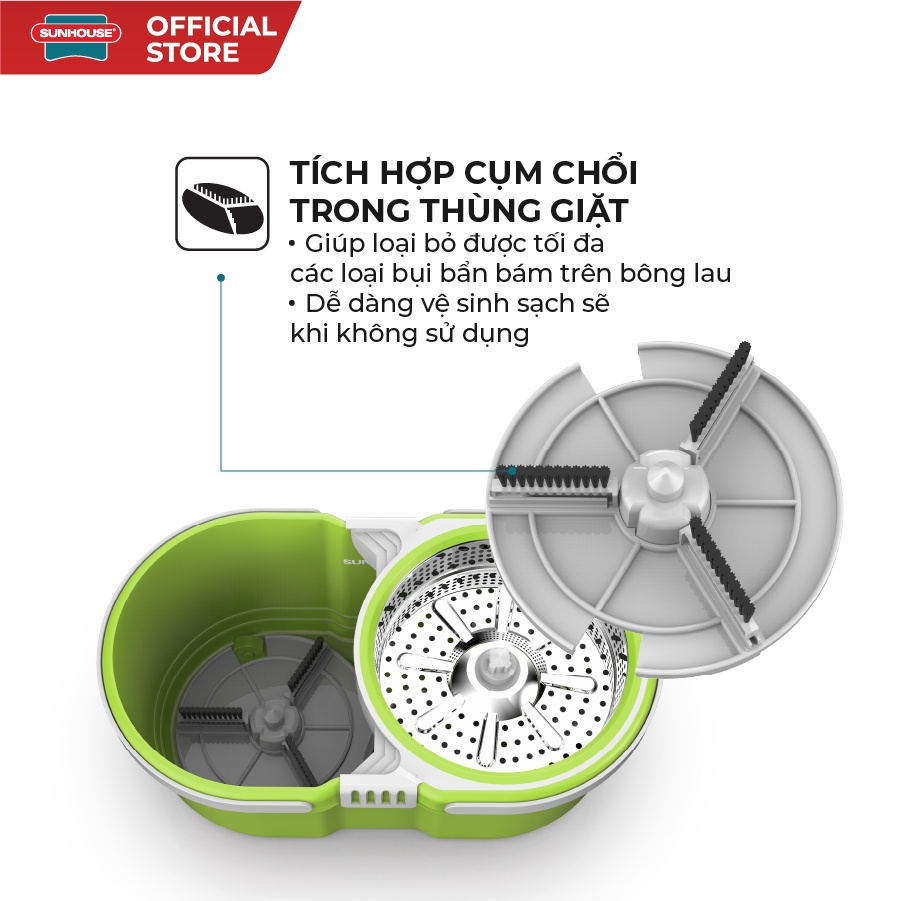 Bộ Lau Nhà Xoay 360 Độ SUNHOUSE KS-CL260PG Màu Xanh Lá - Ảnh 4