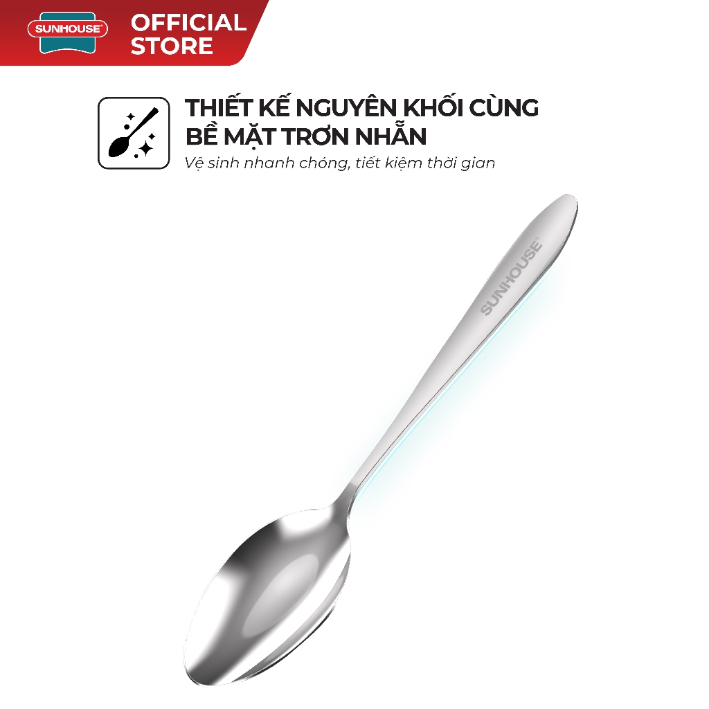 Thìa muỗng ăn lớn 210 inox Sunhouse KS-PO210I - Inox chống gỉ dày dặn - Tay cầm chắc chắn - Dễ làm sạch - Ảnh 4