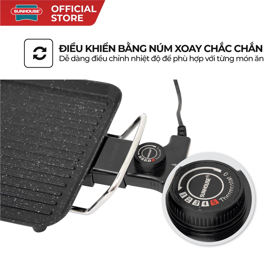 Bếp nướng điện Sunhouse SHD4607 - Công suất 1500W - Một miệng rót mỡ thừa tiện dụng - Phích cắm rời, 2 chấu - Ảnh 5