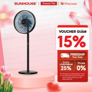 Quạt đứng 8 cánh SUNHOUSE SHD7346 - Động cơ khỏe - Điều khiển từ xa - 3 chế độ gió - Có hẹn giờ