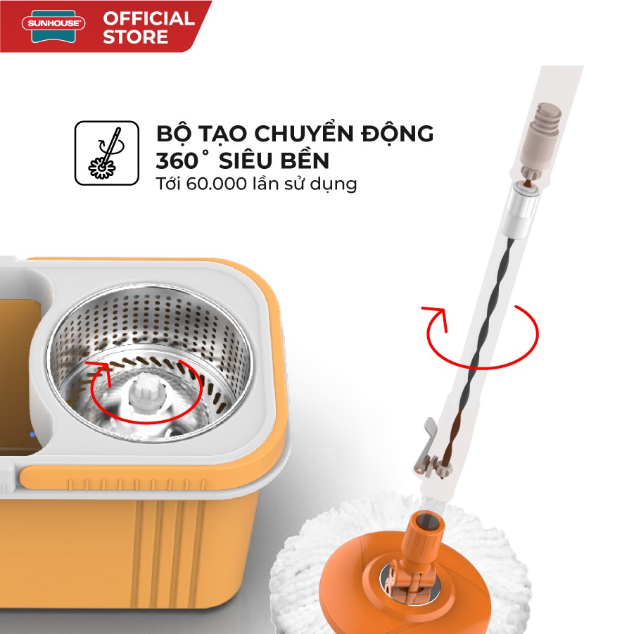 Bộ lau nhà xoay 360 độ SUNHOUSE KS-CL350PO - Ảnh 5