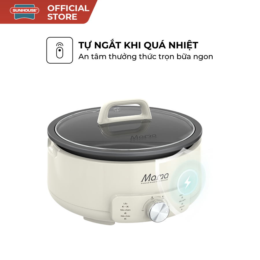 Lẩu điện 4L Sunhouse Mama SHD4548 - 1500W, 5 chức năng - Chống dính Flead 2 lớp - Tự ngắt khi quá nhiệt - Ảnh 3