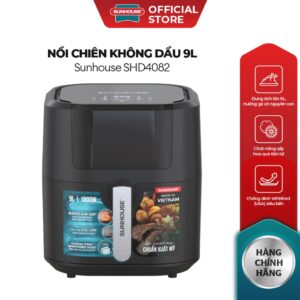 Nồi chiên không dầu 9L Sunhouse SHD4082 – Dung tích 9L – 8 chương trình nấu – Chống dính Whitford – Điều khiển cảm ứng