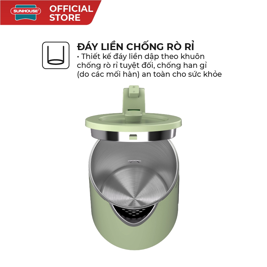 Ấm siêu tốc Inox 304 1.8L SUNHOUSE SHD1351/SHD1353 - Thân ấm 2 lớp - Vỏ nhựa PP chống bỏng - Tự động tắt khi nước sôi - Ảnh 7