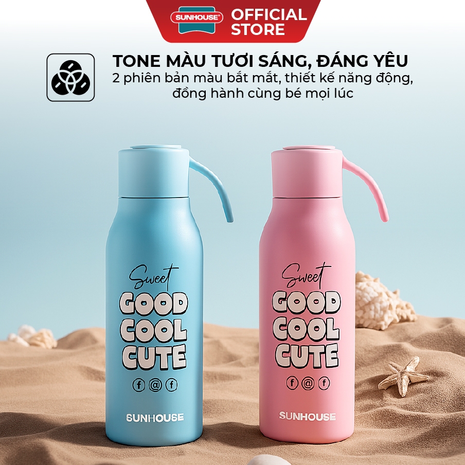 BÌnh giữ nhiệt school 400ml Sunhouse KS-TU400SB/ KS-TU400SP - Inox 304 - Giữ nhiệt lên đến 10h - Ảnh 8