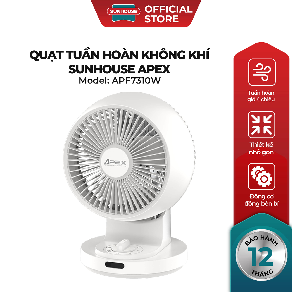 Quạt tuần hoàn không khí Sunhouse Apex APF7310W - Đảo gió 4 chiều - Tuần hoàn không khí - Động cơ đồng bền bỉ - Ảnh 2