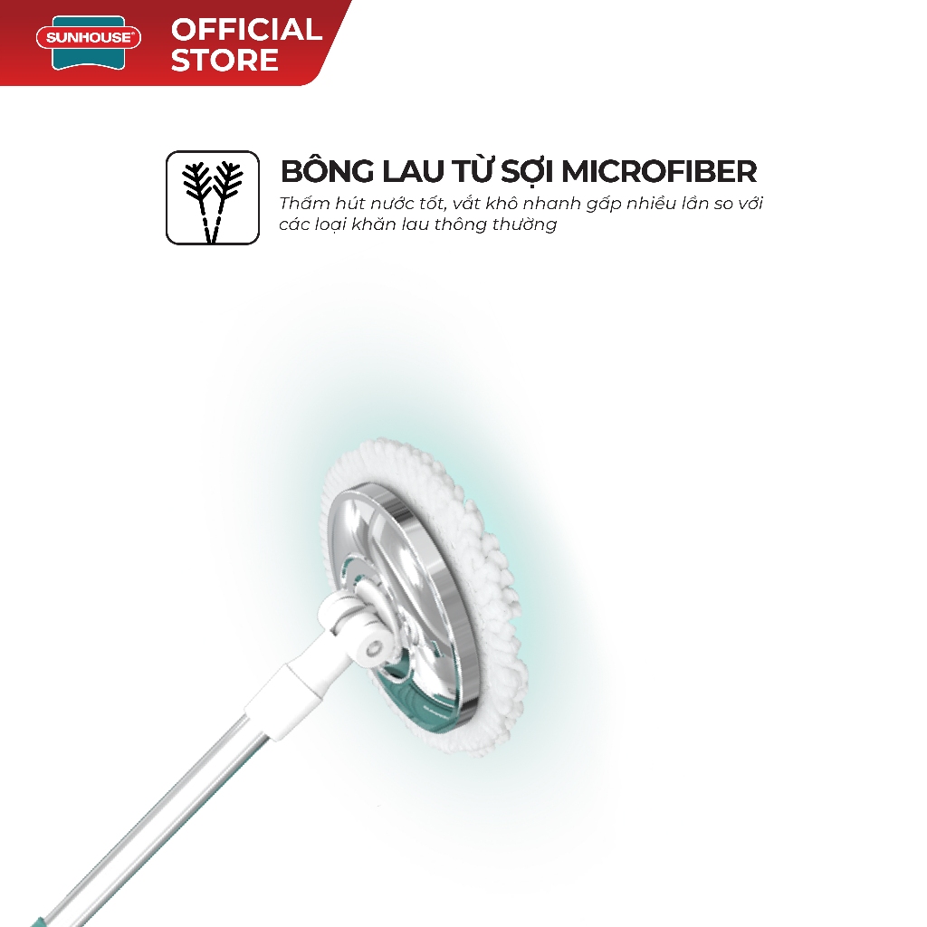 Bộ lau nhà xoay 360 độ Sunhouse KS-CL300IB - Nhựa nguyên sinh siêu bền - Thấm hút tốt - Chuyển động 360 độ - Ảnh 2