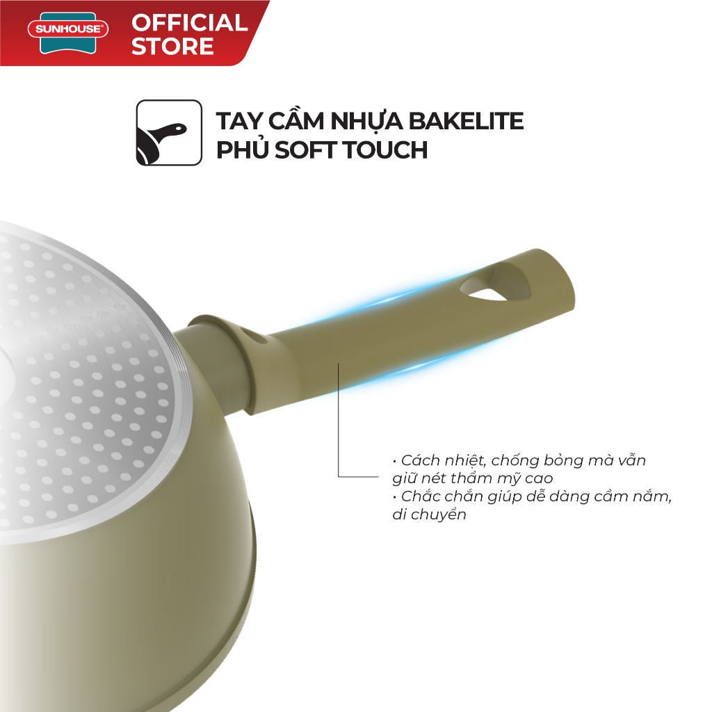 Chảo siêu bền đá sâu đáy từ Sunhouse Trendy SBD24-26-28-30MA - Ảnh 4