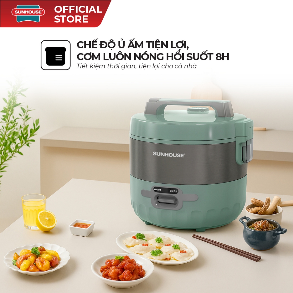 Nồi cơm điện 1.8L Sunhouse SHD8604 - Dung tích lớn 1.8L - Chống dính FLEAD vân tổ ong - Công suất 700W - Ảnh 7