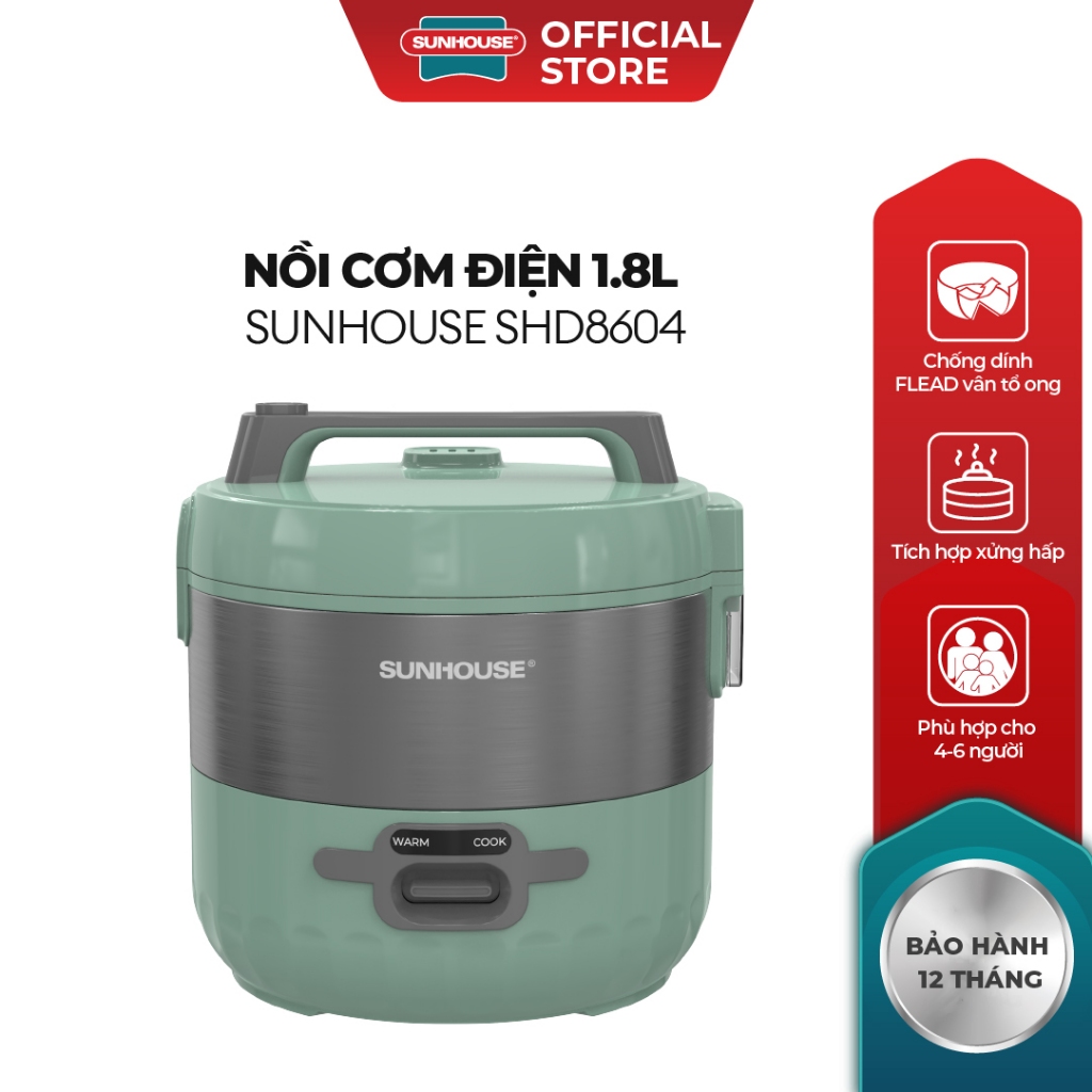 Nồi cơm điện 1.8L Sunhouse SHD8604 - Dung tích lớn 1.8L - Chống dính FLEAD vân tổ ong - Công suất 700W - Ảnh 2