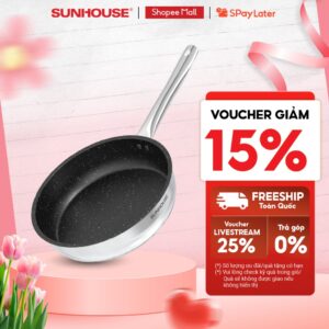 Chảo Inox Impact SUNHOUSE ECO IN20-24-26M5 – Đáy từ công nghệ mới Impact Bonding – Dùng được trên mọi loại bếp