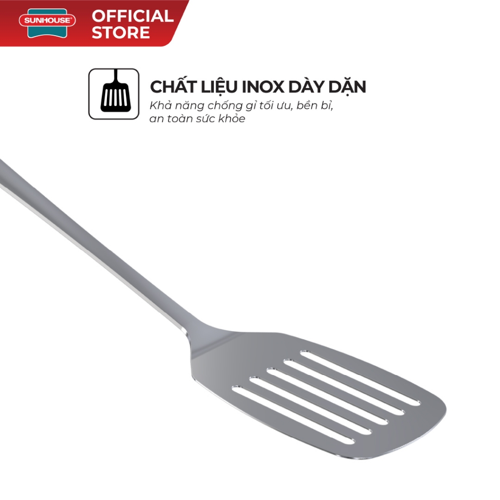 Xẻng sạn chiên xào 330 inox Sunhouse KS-TU330I - Inox chống gỉ dày dặn - Tay cầm chắc chắn - Dễ vệ sinh - Ảnh 2