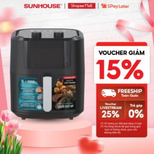 Nồi chiên không dầu 9L Sunhouse SHD4037 – Công nghệ Rapid Air 360 độ – Chống dính Whitford siêu bền
