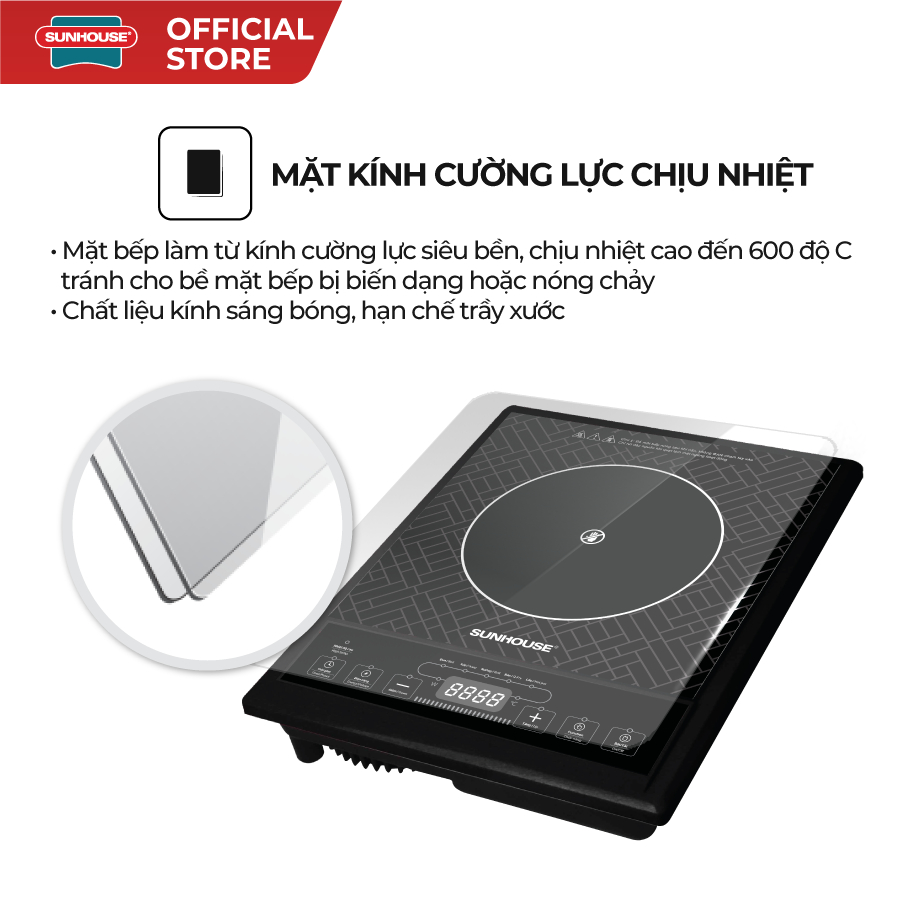 Bếp đơn hồng ngoại Sunhouse SHD6011 - Công suất 2000W - Phím bấm điện tử - 5 chế độ nấu - Bảo hành 12 tháng - Ảnh 4