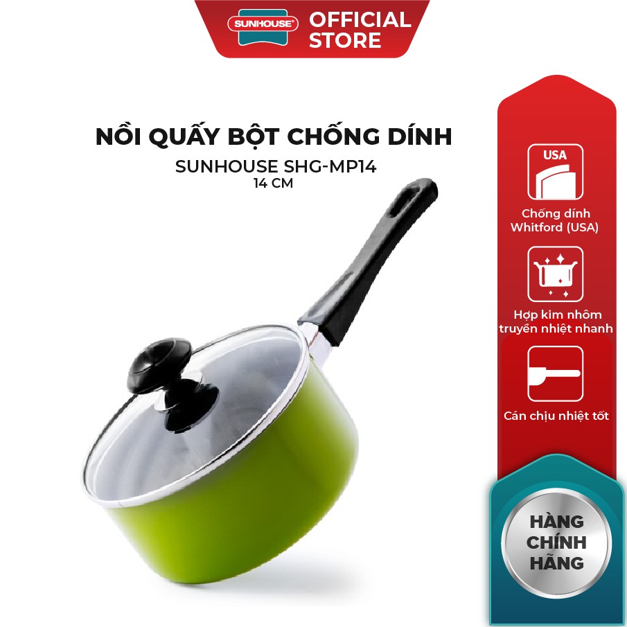 Nồi Quấy Bột Chống Dính SUNHOUSE SHG-MP14 - Đường kính 14 cm - KHÔNG DÙNG ĐƯỢC TRÊN BẾP TỪ - Ảnh 2