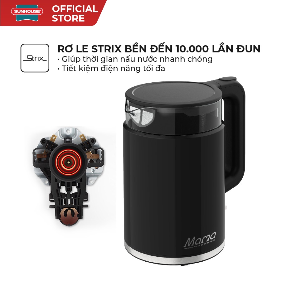 Ấm siêu tốc thủy tinh 1.7L SUNHOUSE SHD1330 - Ảnh 3