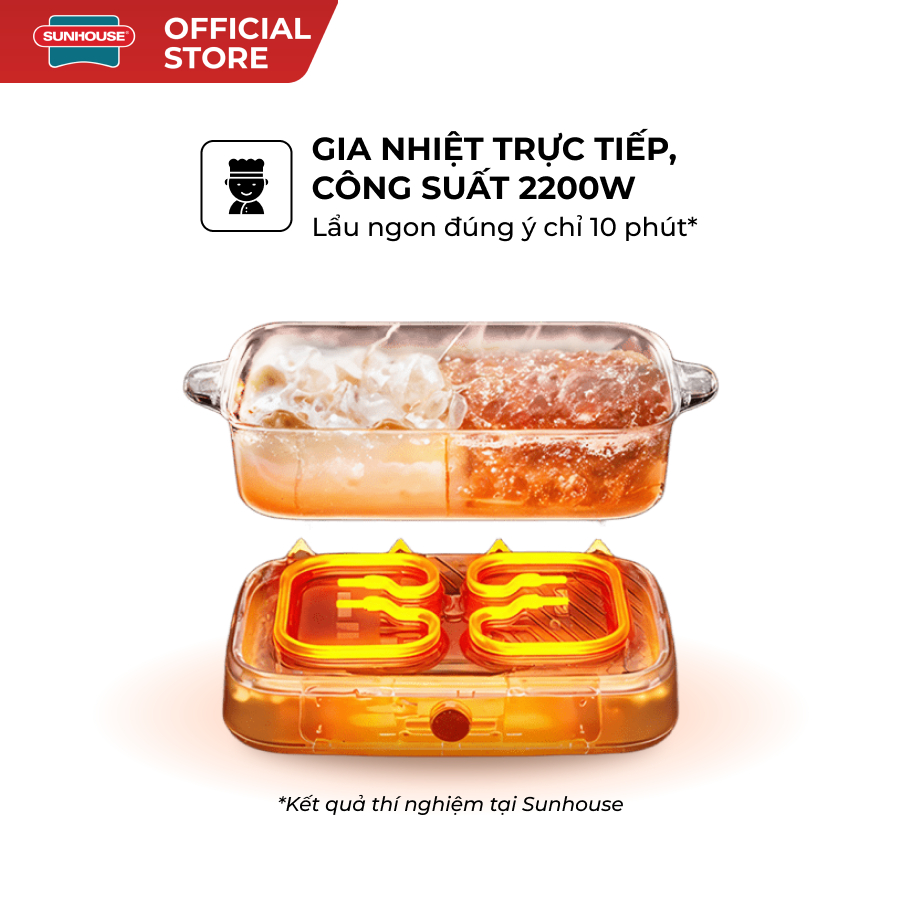 Lẩu điện 6L Sunhouse SHD4560 (1800W) - SHD4568 (2200W) , Chín tức thì trong 12 phút - Gia nhiệt trực tiếp - Ảnh 4
