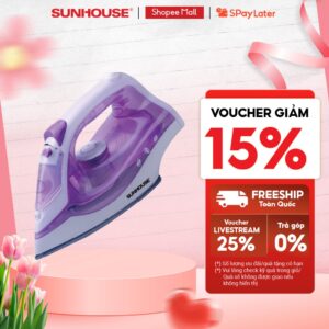 Bàn là hơi SUNHOUSE SHD2063P màu tím –  5 chế độ là – Công suất 1600W – Bảo hành 12 tháng – Hàng chính hãng