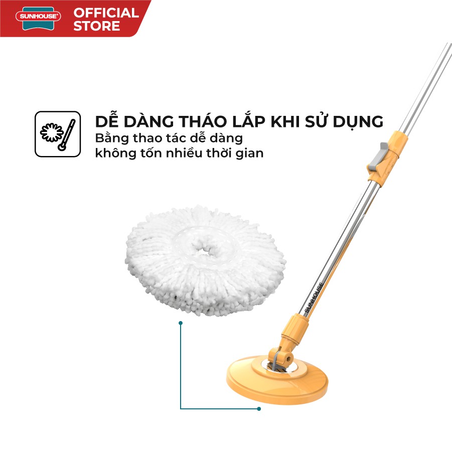 Bông Lau Nhà Microfiber Xoay 360 Độ SUNHOUSE KS-CO350M Đường Kính 360 - Ảnh 6