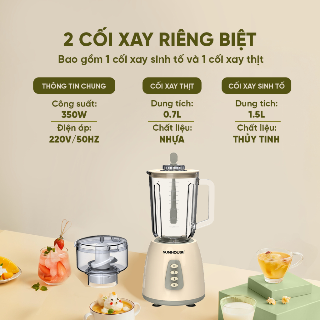 Máy xay sinh tố đa năng SHD5331 - 2 cối đa năng - Xay sinh tố - Xay thịt - Dung tích 1.5L - Công suất 350W - Ảnh 8