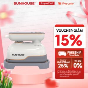 Bàn là hơi nước cầm tay Sunhouse SHD2174 – 6 chế độ là – Mặt là Ceramic chống dính – Tay cầm xoay 180 độ