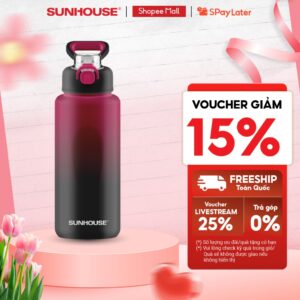 Bình giữ nhiệt Tap&Go 1000ml Sunhouse KS-TU1000TR – Inox 304 an toàn – Giữ nhiệt lên đến 10h