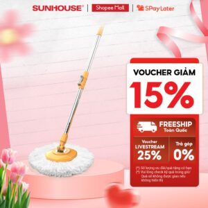 Cây lau nhà xoay 360 độ Sunhouse KS-MO350I – Bảo hành chính hãng 6 tháng – Phù hợp với các thùng giặt trên thị trường